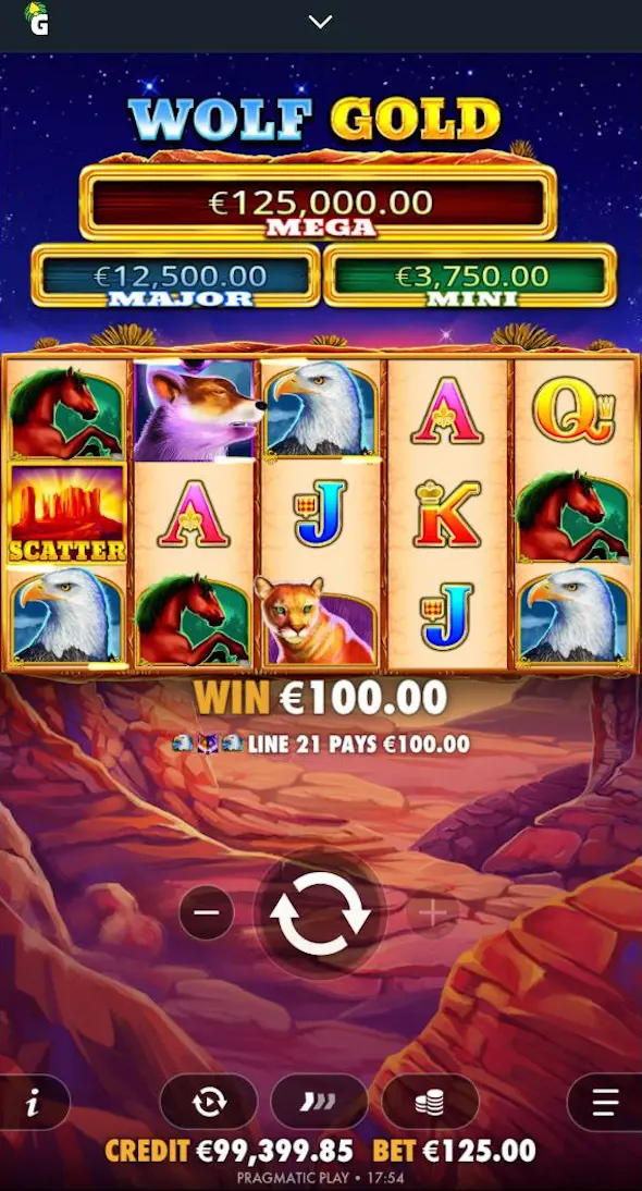 Wolf Gold Slot - Main Screen